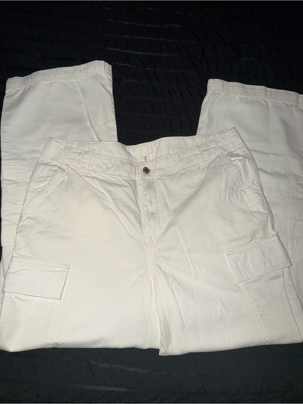 H&M Women's White Flare Cargo Jeans